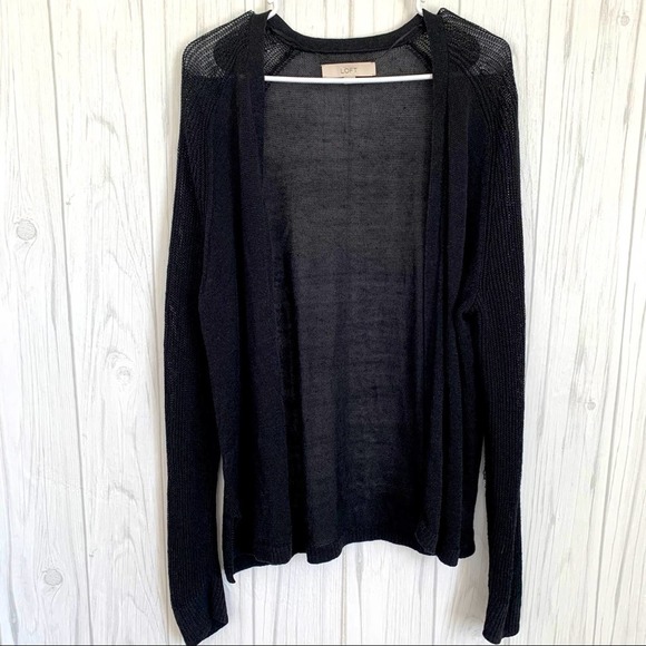 LOFT Sweaters - Loft Solid Black Open Front Cardigan